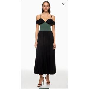 SIMKHAI Dark Green Black Off-Shoulder Amarantha Stand Out Silhouette Dress XS